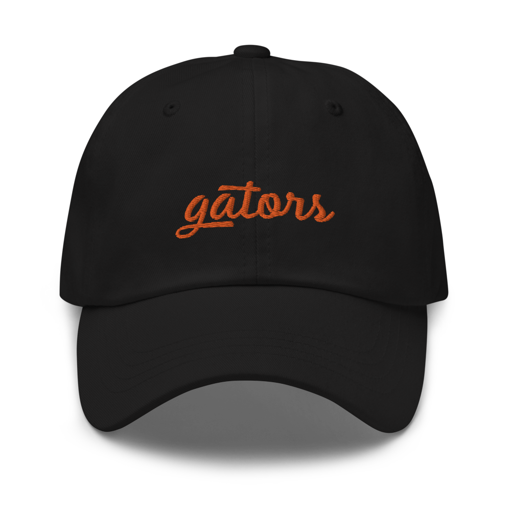 Gators Script Sports Hat - Black Front