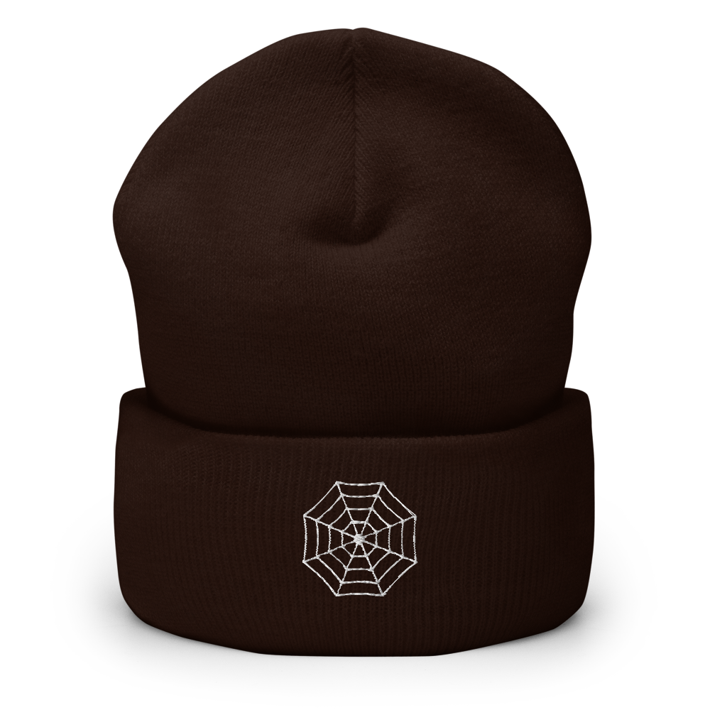Spider Web Icon Beanie - Souvenir Shop - Brown Front