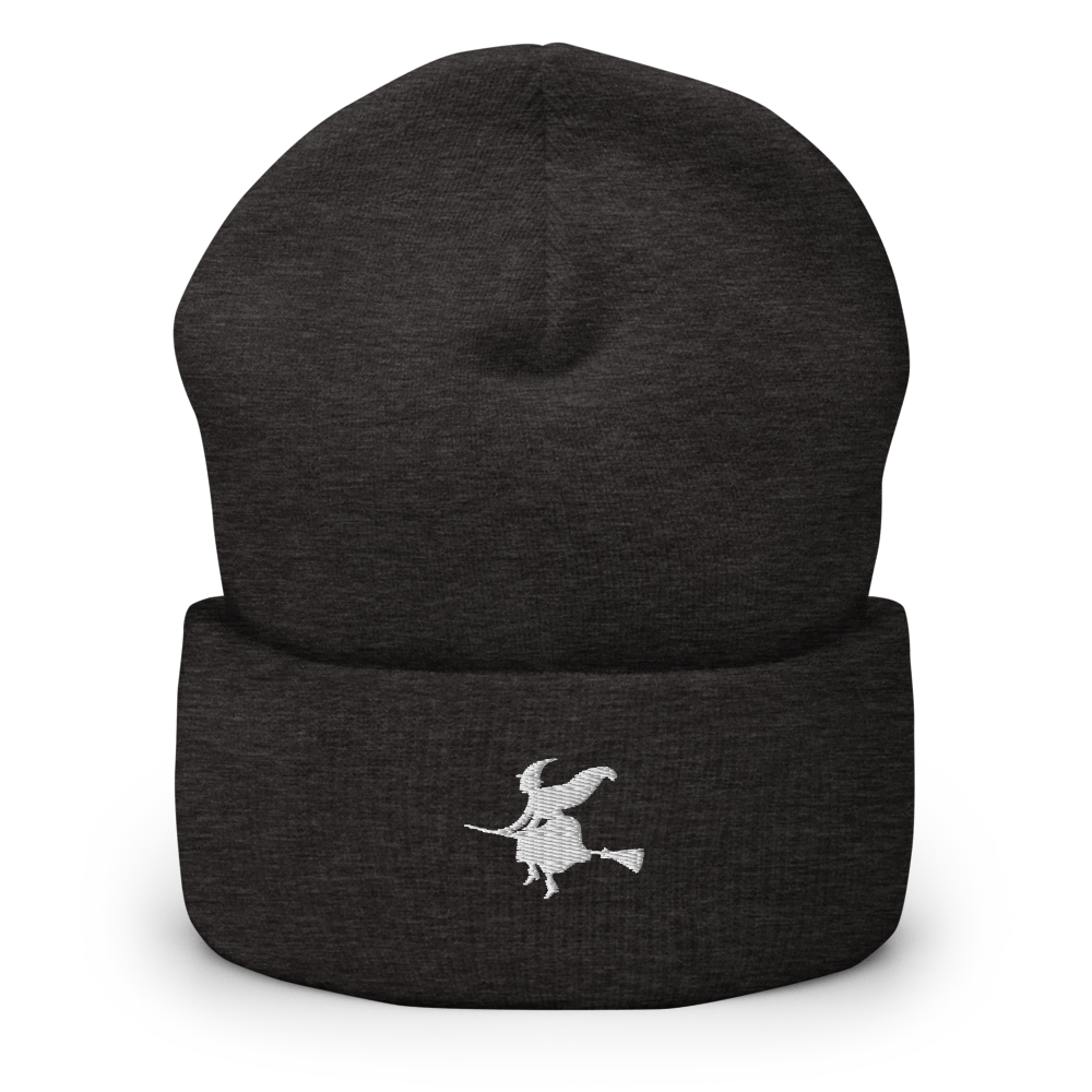 Witch & Broom Icon Beanie - Souvenir Shop - Grey Front