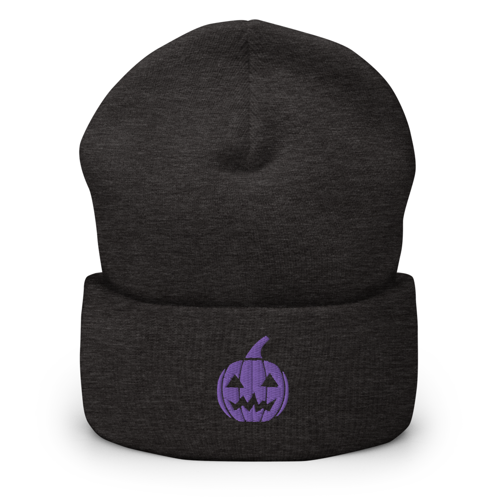 Retro Pumpkin Icon Beanie - Souvenir Shop - Grey Front