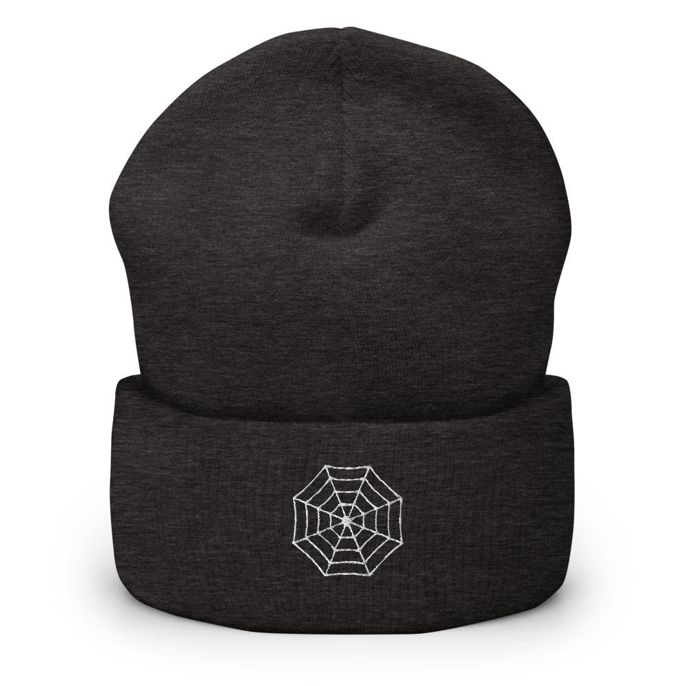 Spider Web Icon Beanie - Souvenir Shop - Grey Front