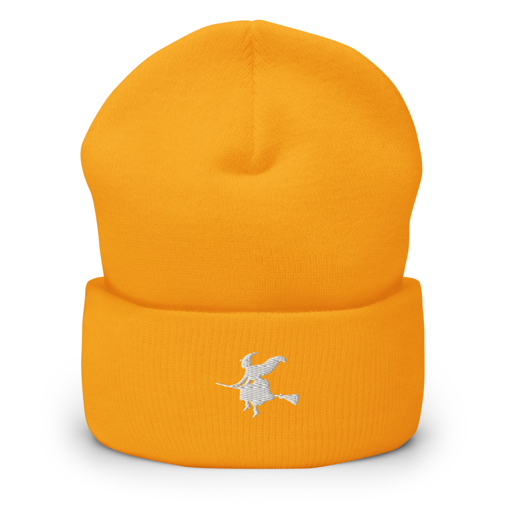 Witch & Broom Icon Beanie - Souvenir Shop - Gold Front
