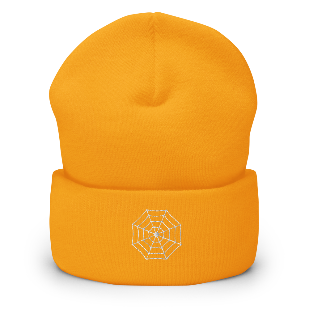 Spider Web Icon Beanie - Souvenir Shop - Gold Front