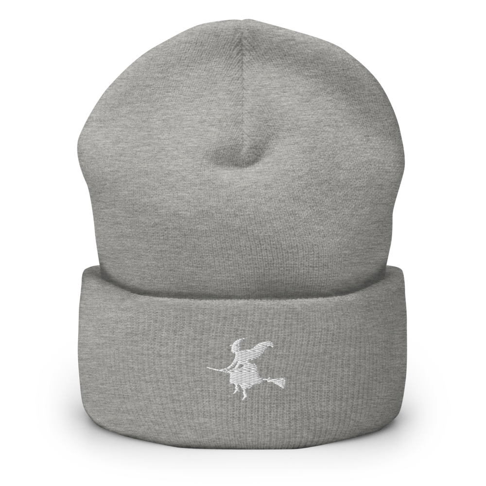 Witch & Broom Icon Beanie - Souvenir Shop - Grey Front