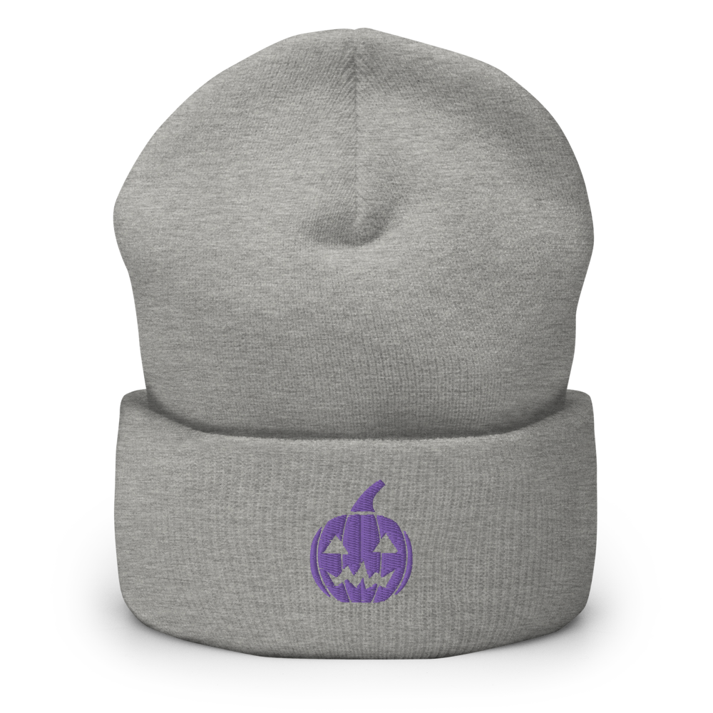 Retro Pumpkin Icon Beanie - Souvenir Shop - Grey Front