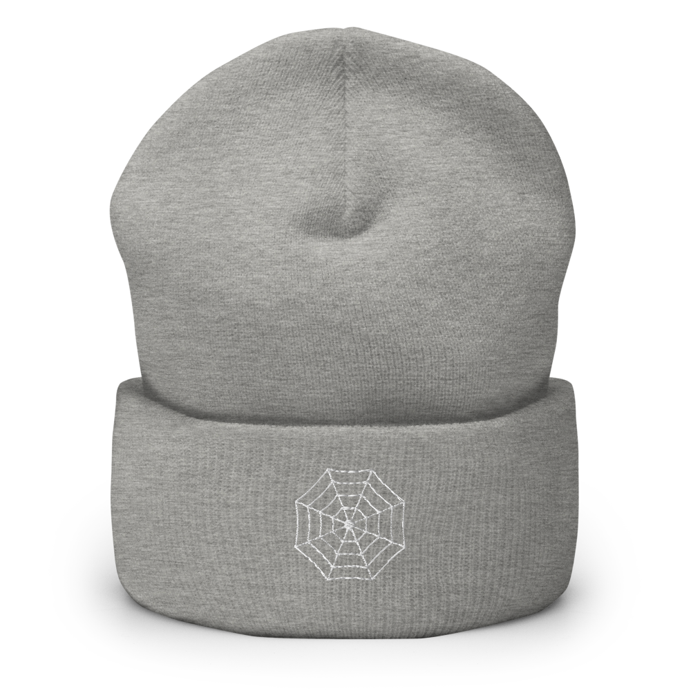Spider Web Icon Beanie - Souvenir Shop - Grey Front