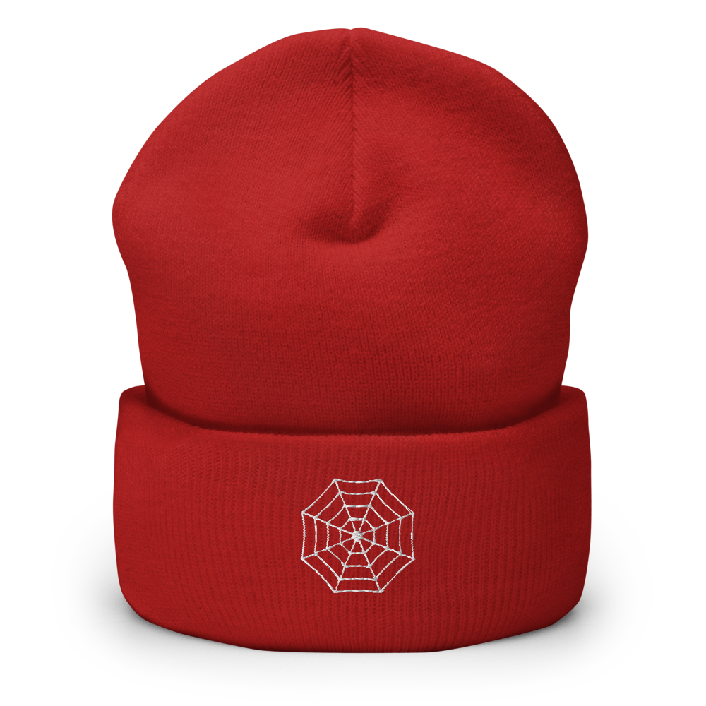Spider Web Icon Beanie - Souvenir Shop - Red Front