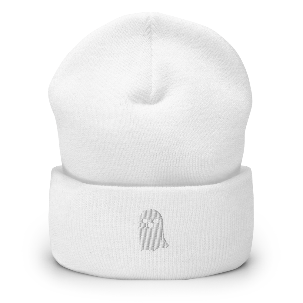 Cute Ghost Icon Beanie - White Front