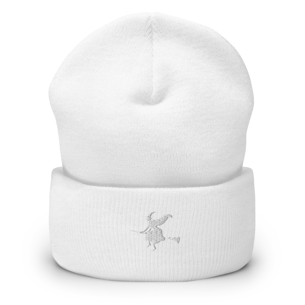 Witch & Broom Icon Beanie - Souvenir Shop - White Front