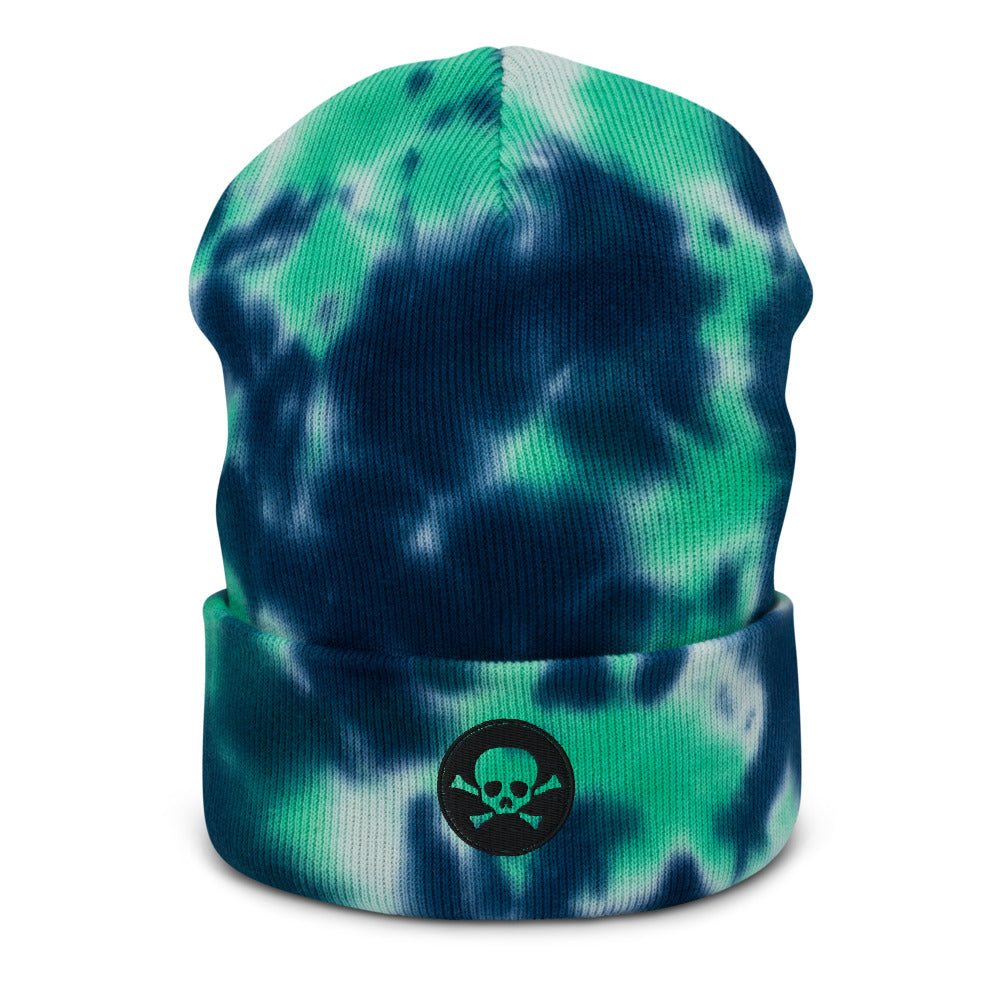 Skull Patch Tie-Dye Beanie - Souvenir Shop - Blue