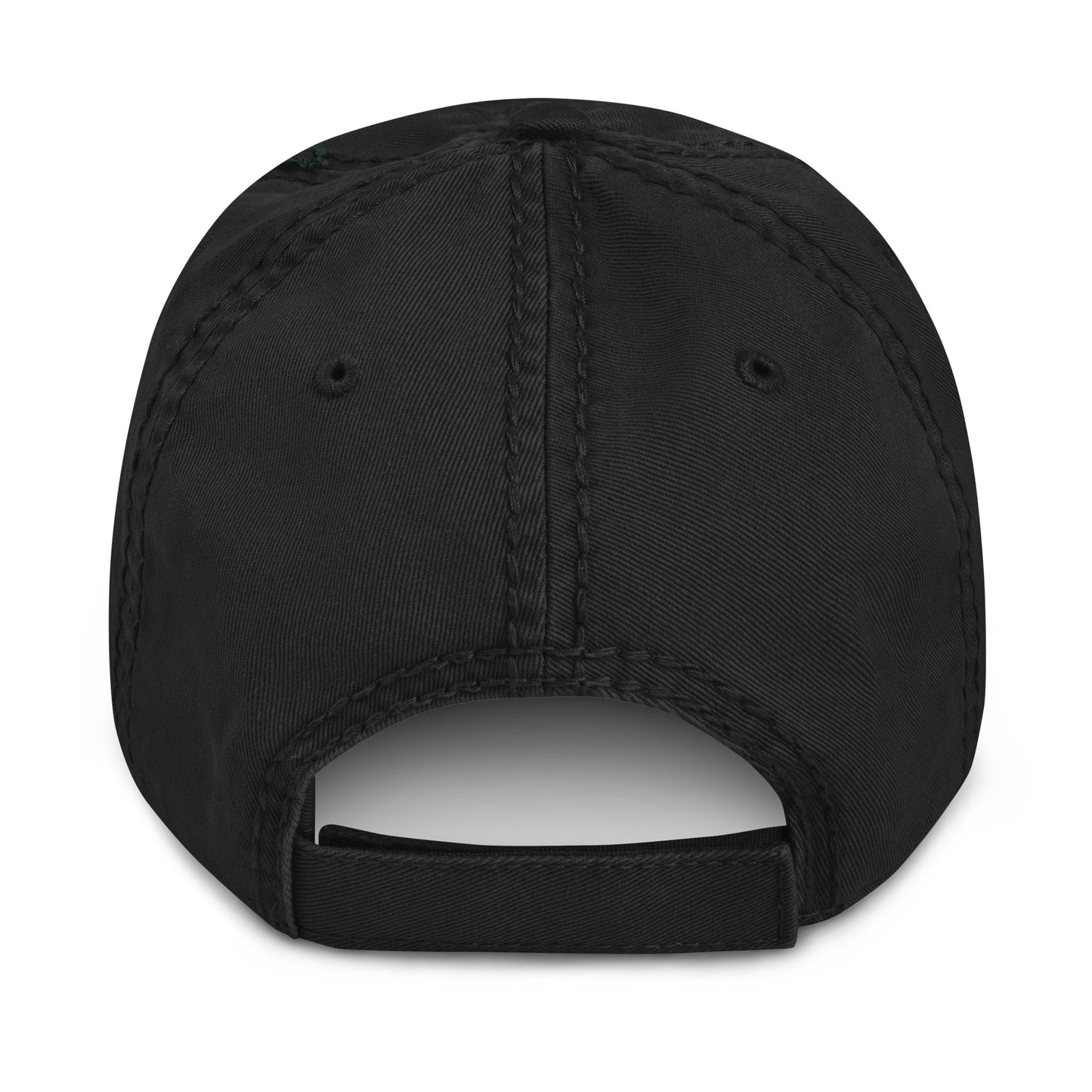 Front view of black Christian GOD IS GOOD Dad Hat showcasing sewn eyelets and velero strap