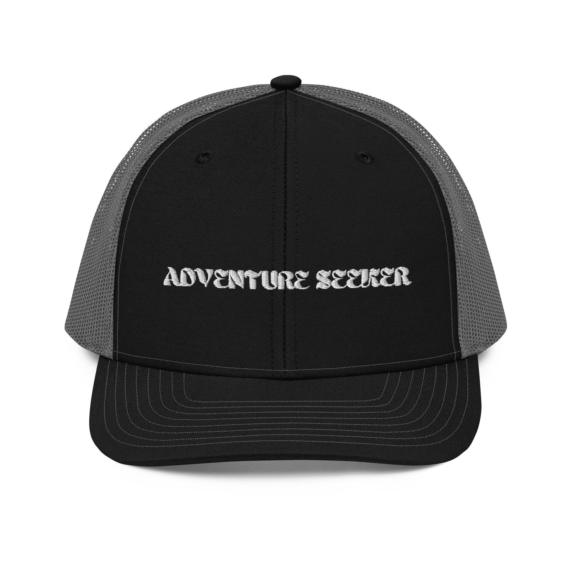 Adventure Seeker Trucker Hat - Black Front