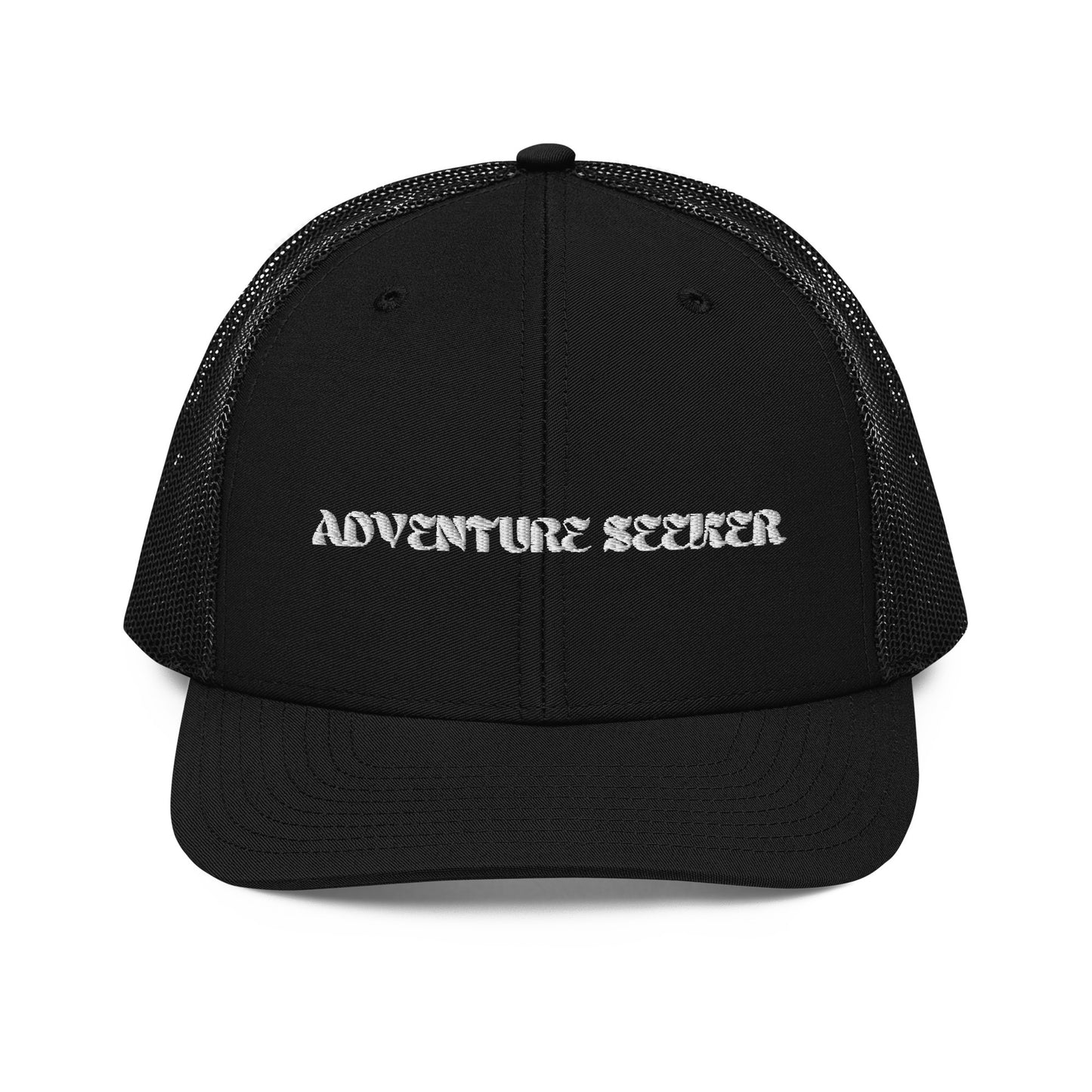 Adventure Seeker Trucker Hat - Black Front