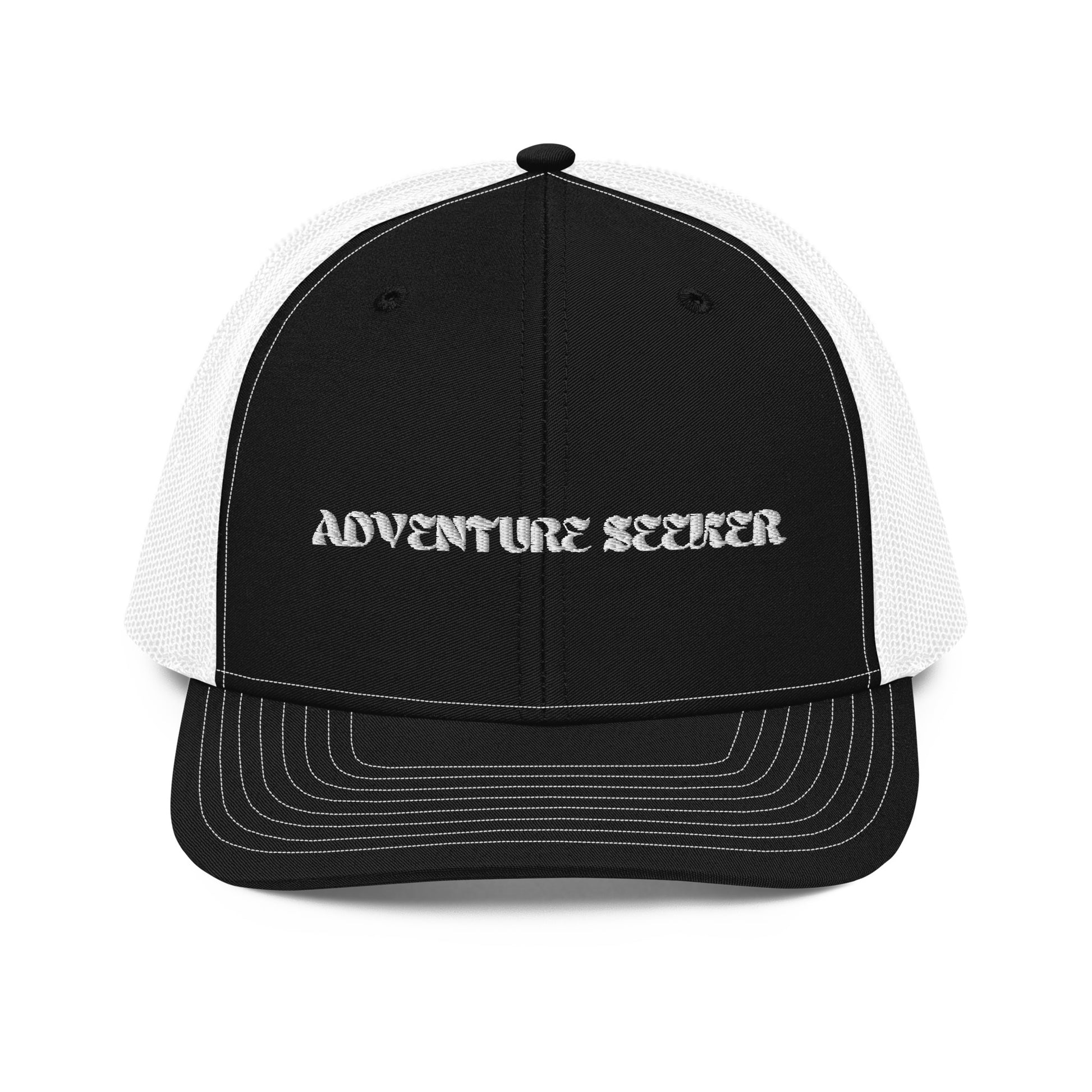 Adventure Seeker Trucker Hat - Black Front