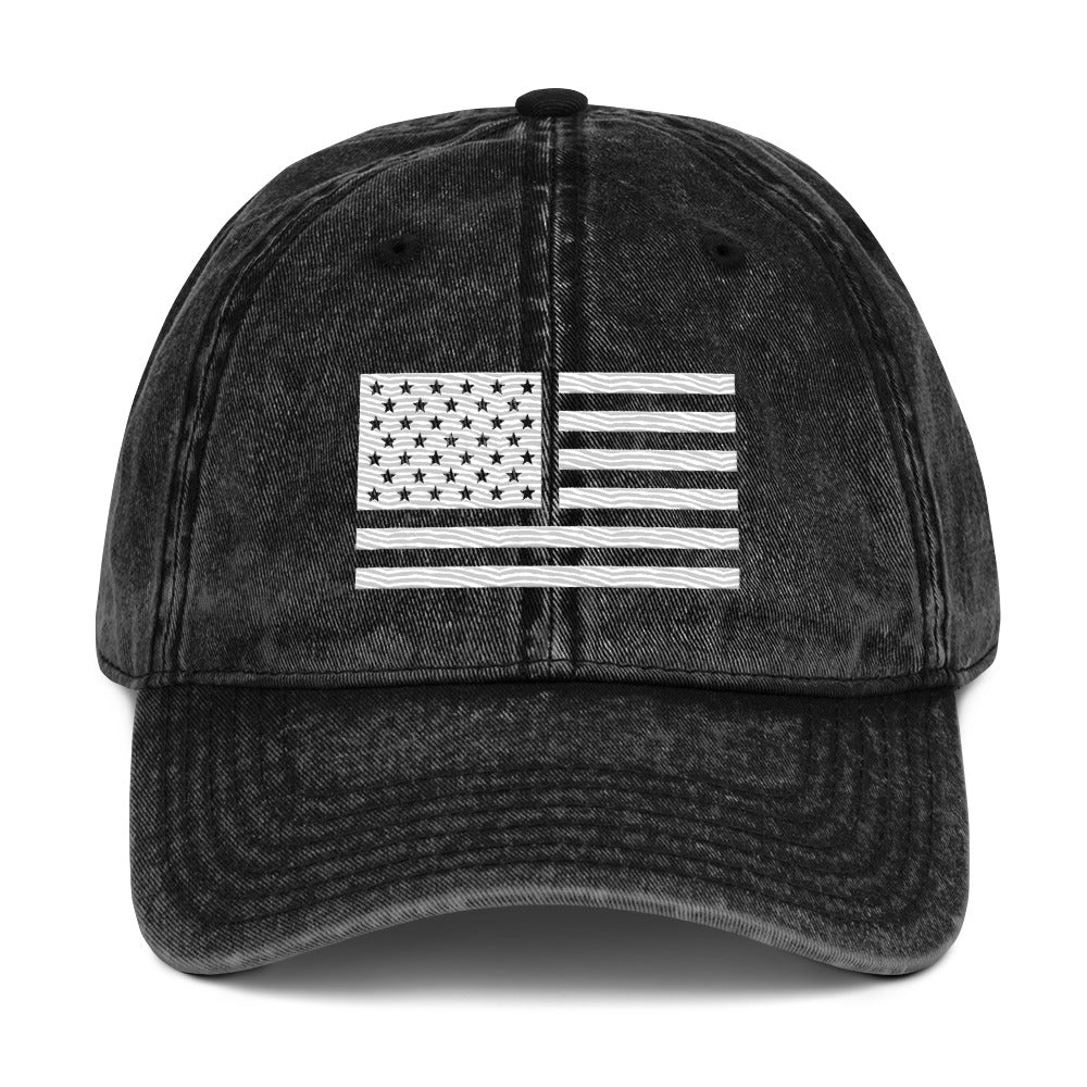 Denim American Flag Hat - White Flag - Patriotic/Military/Police Officer