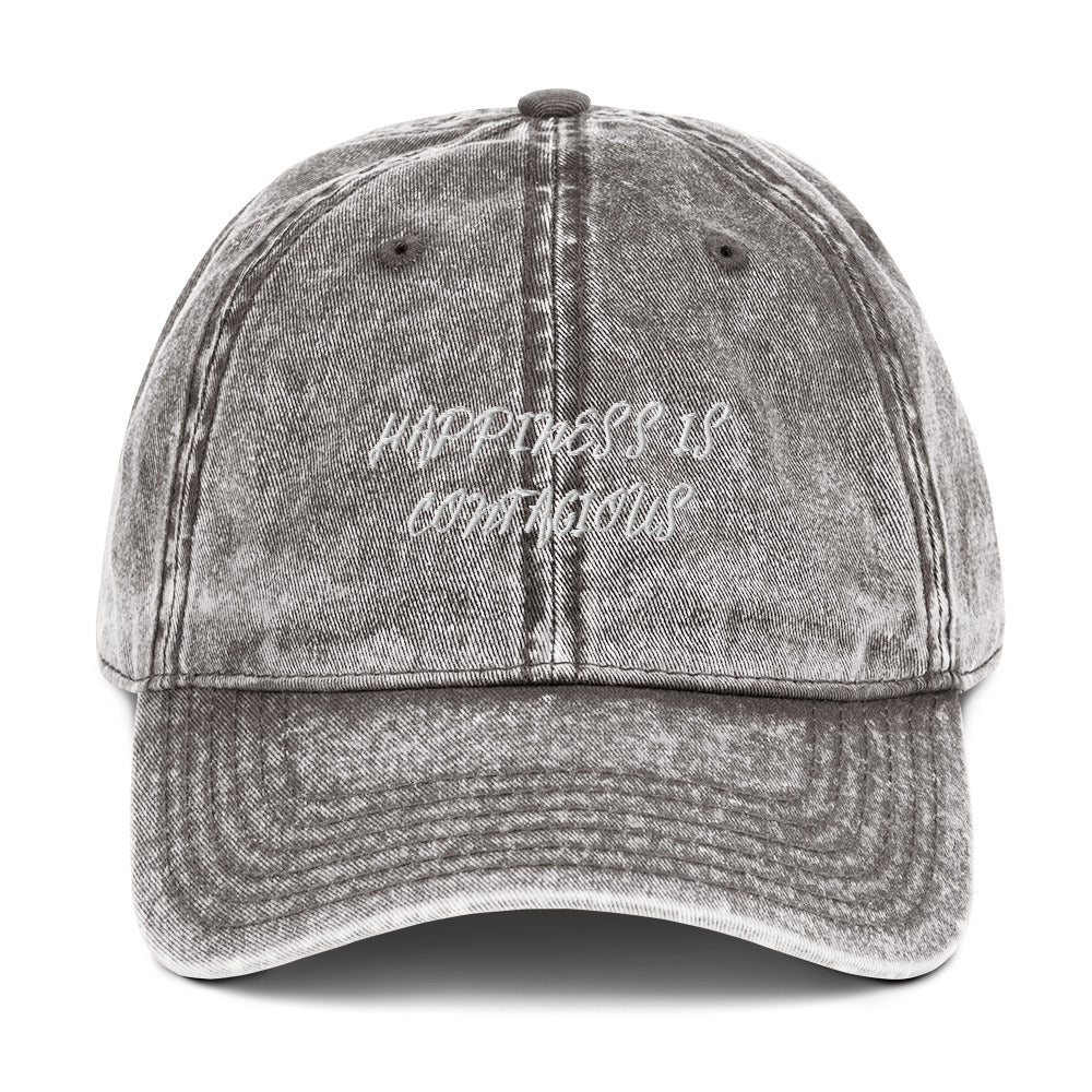 Happiness Is Contagious Hat - Light Grey Front