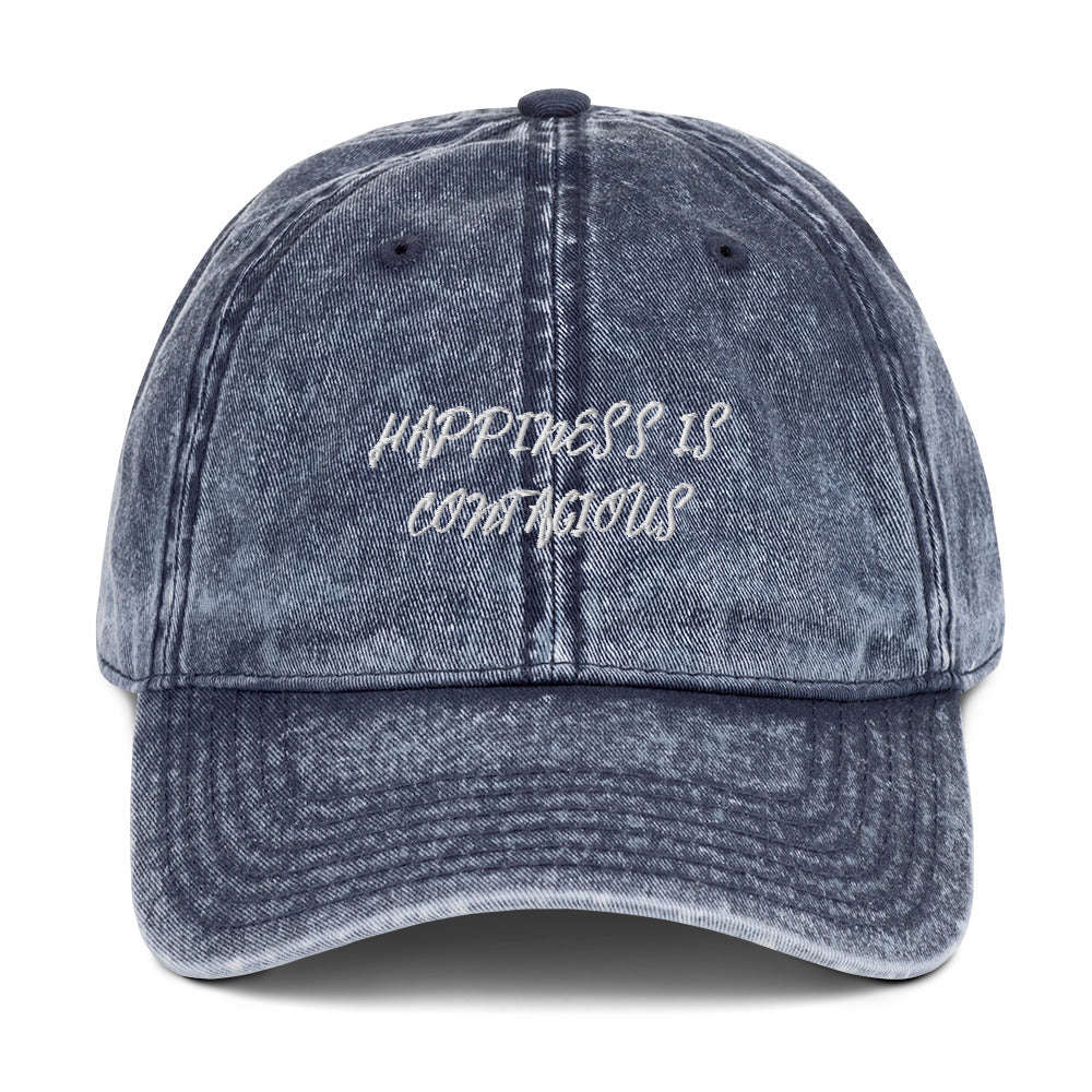 Happiness Is Contagious Hat - Denim Blue Front
