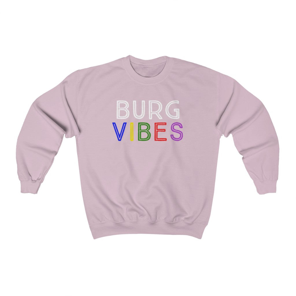 Cozy 'Burg Vibes' Crewneck Sweatshirt - Lavender Front