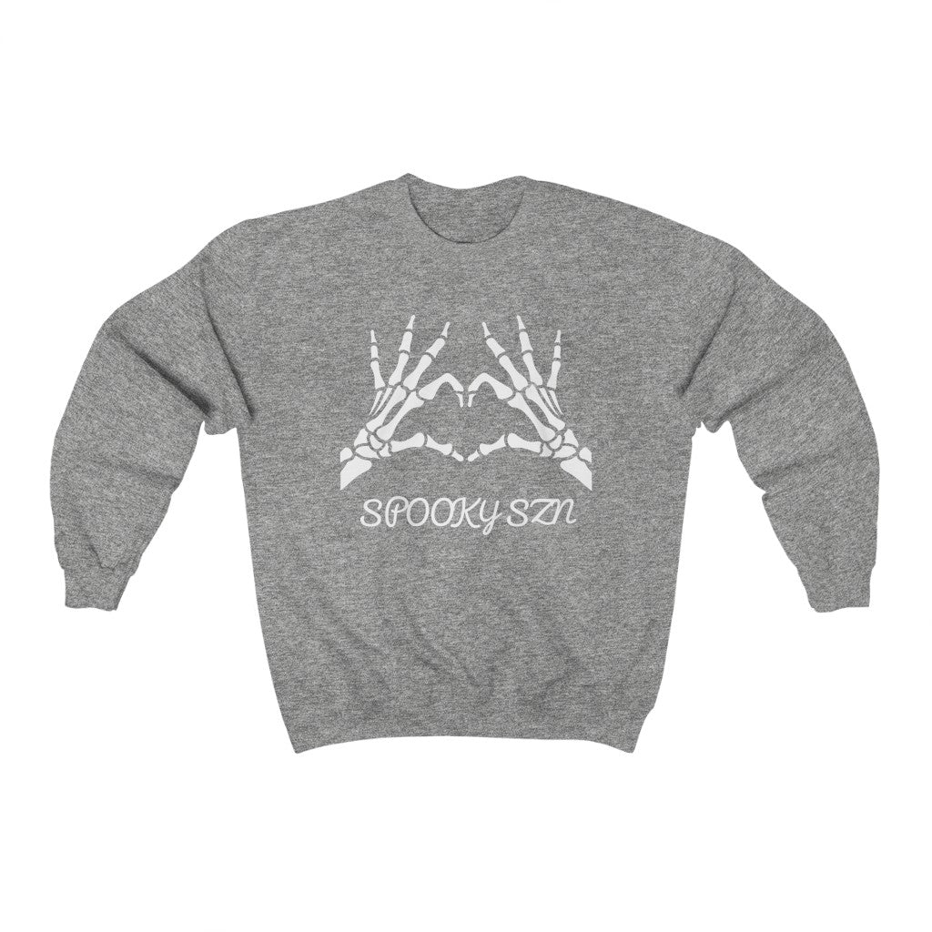 Cozy "Spooky Szn' Skeleton Crewneck - Grey Front