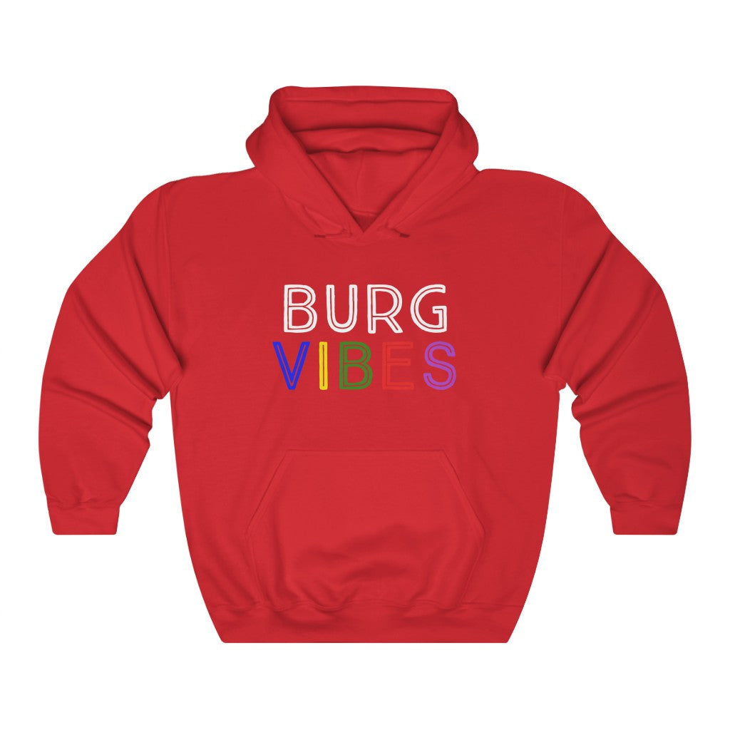 Cozy 'Burg Vibes' Hoodie - Red Front