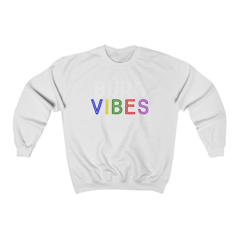 Cozy 'Burg Vibes' Crewneck Sweatshirt - White Front