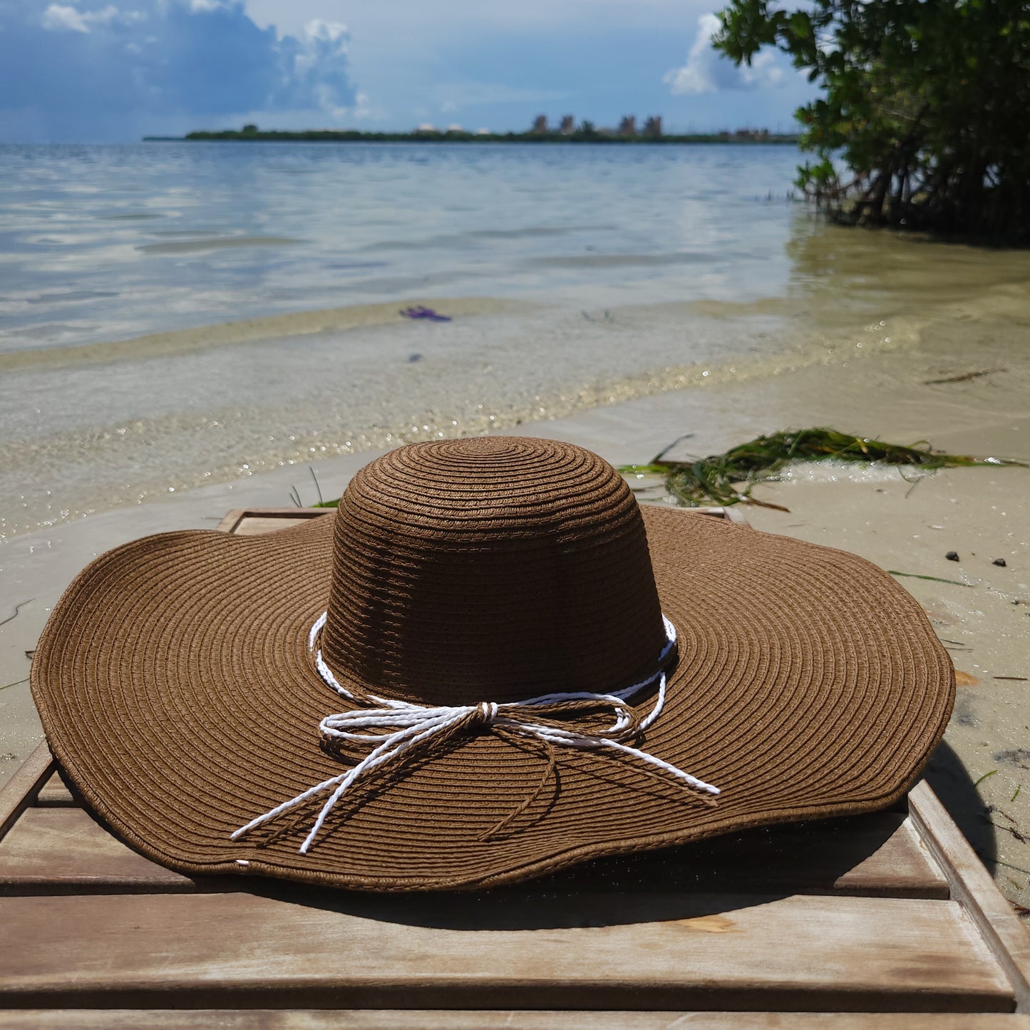 Women's Oversized Straw Beach Hat - Light Brown