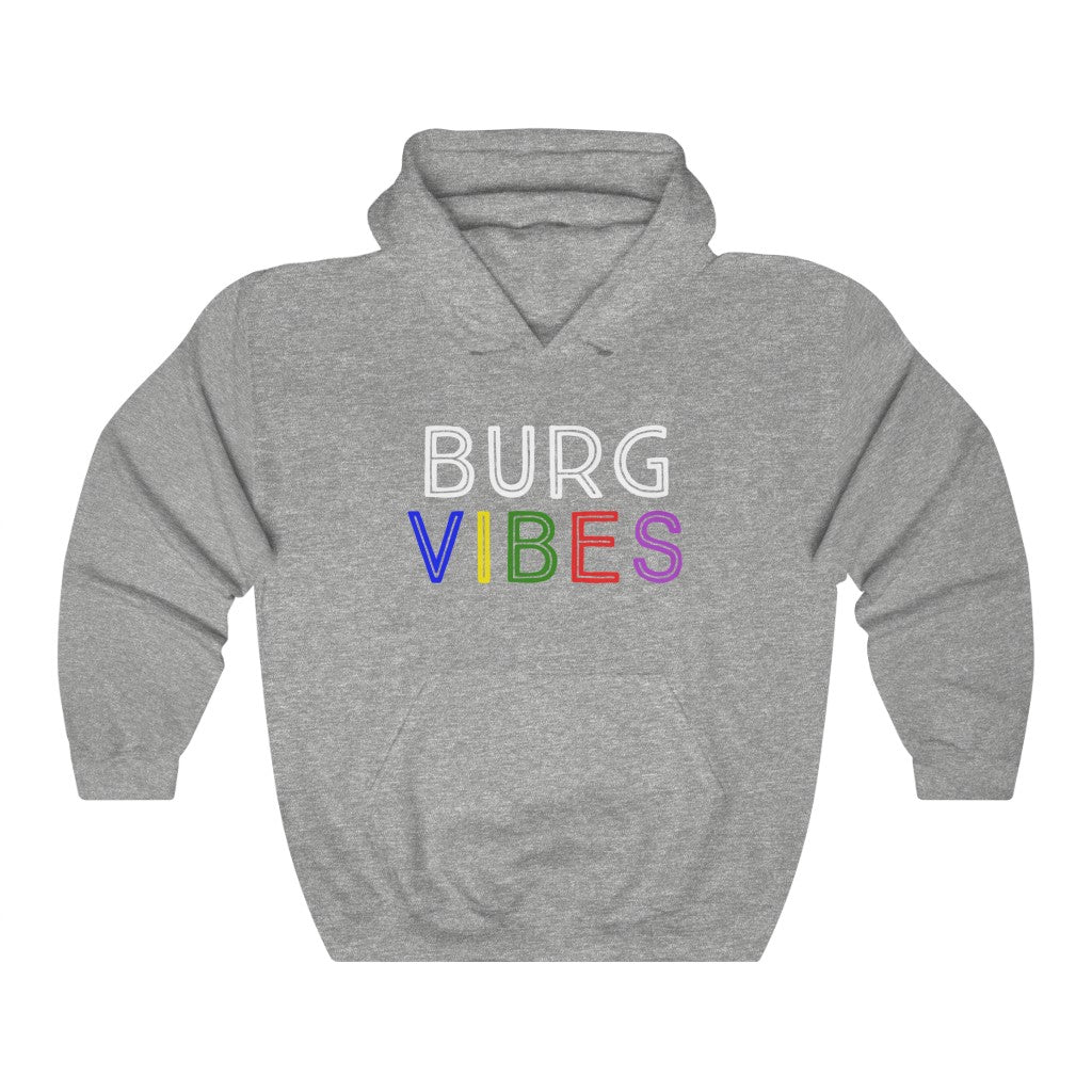 Cozy 'Burg Vibes' Hoodie - Grey Front