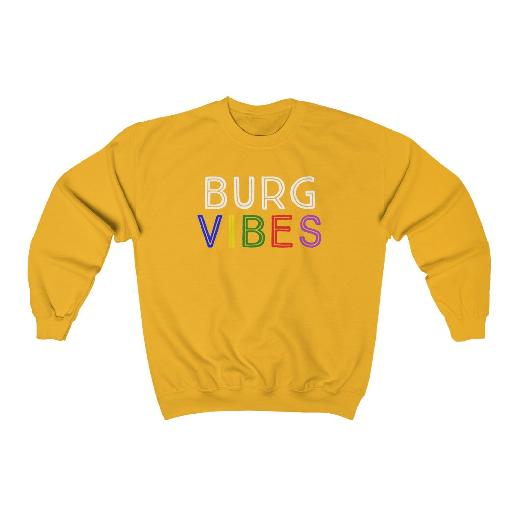 Cozy 'Burg Vibes' Crewneck Sweatshirt - Marigold Front