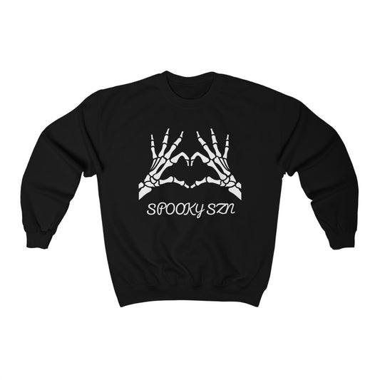 Cozy "Spooky Szn' Skeleton Crewneck - Black Front