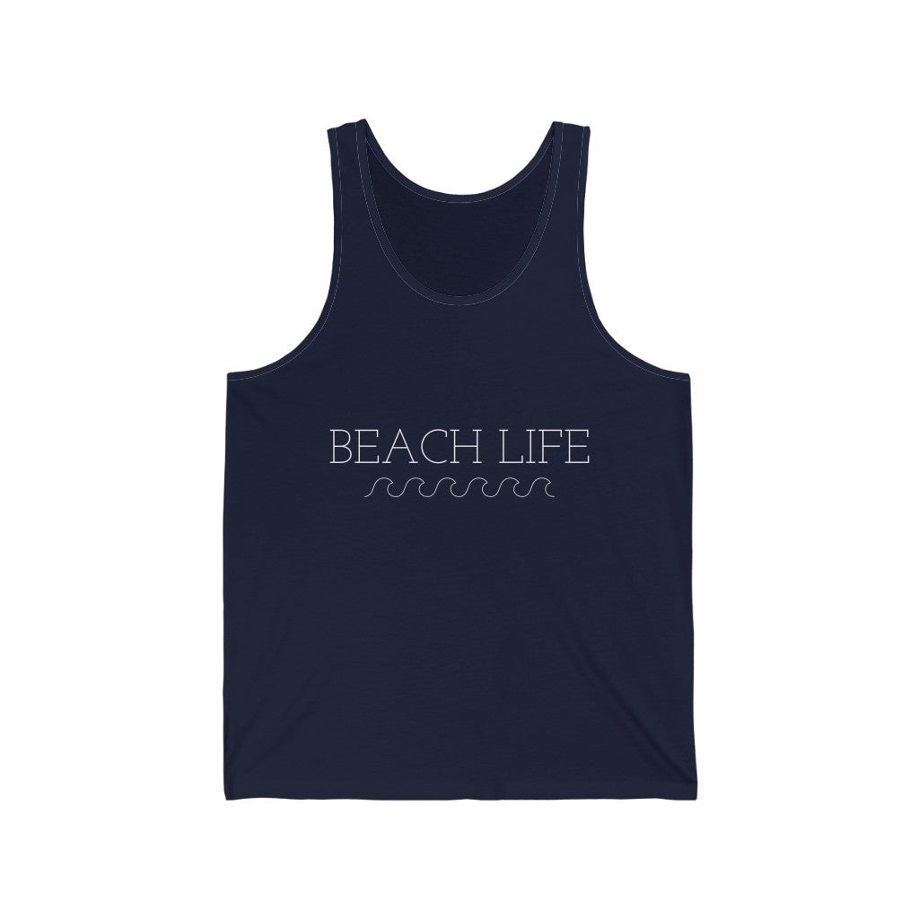 Beach Life Waves Tank Top - Navy