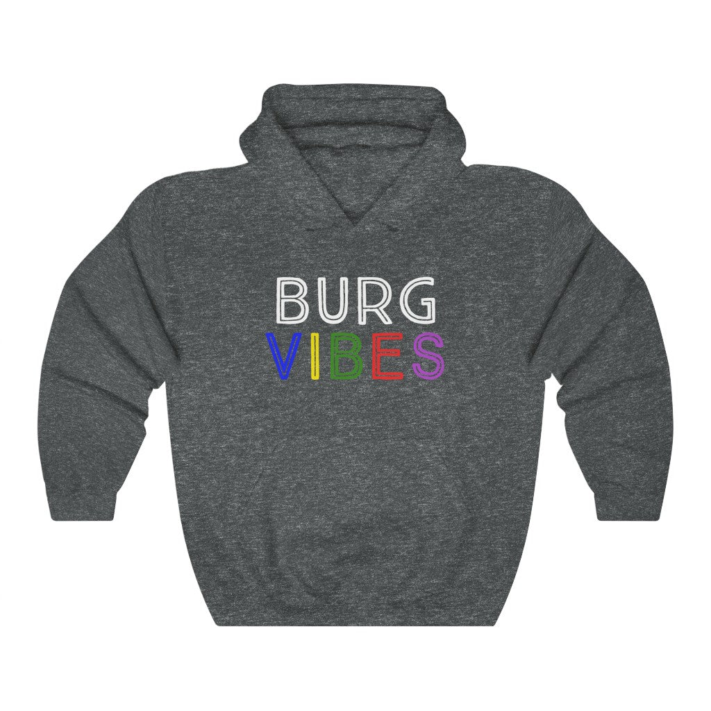 Cozy 'Burg Vibes' Hoodie - Heather Grey Front