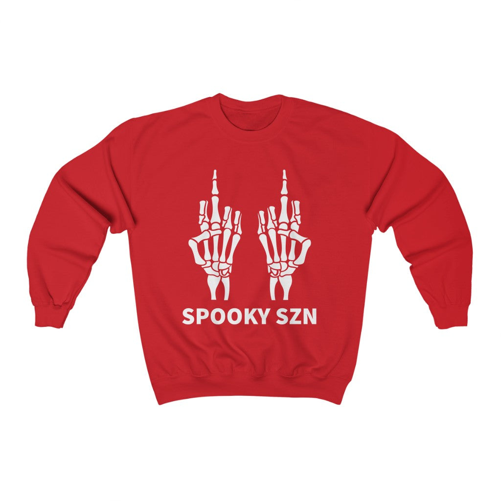 Cozy "Spooky Szn' Finger Crewneck - Red Front