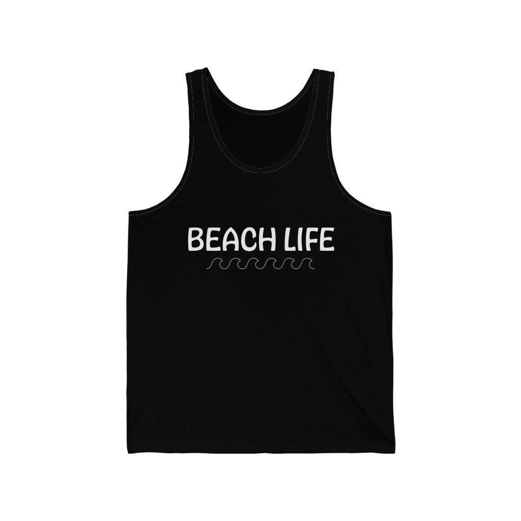 Beach Life Waves Tank Top - Black