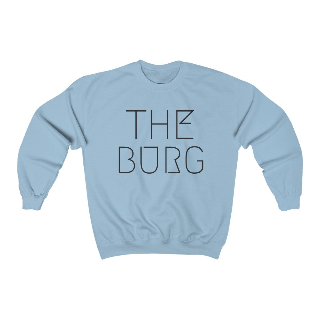 Cozy 'The Burg' Crewneck Sweatshirt - Light Blue Front
