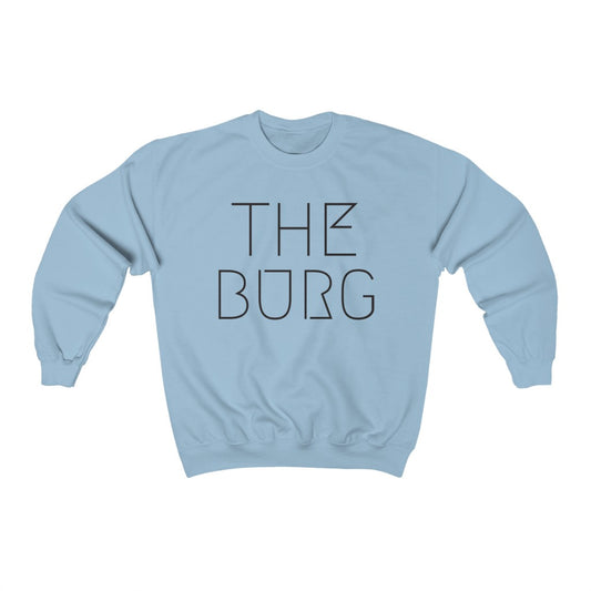 Cozy 'The Burg' Crewneck Sweatshirt - Light Blue Front