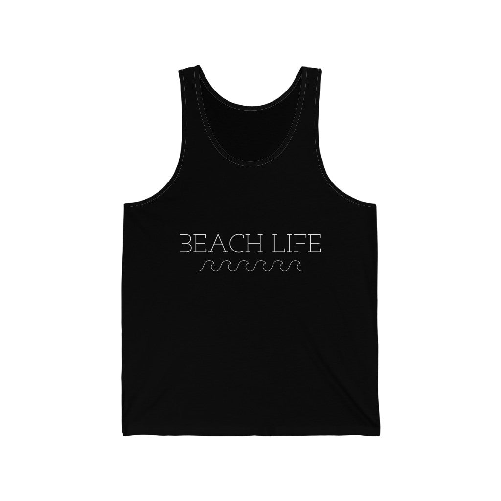 Beach Life Waves Tank Top - Black