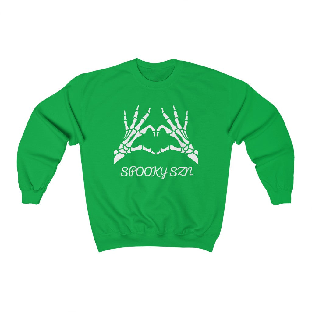 Cozy "Spooky Szn' Skeleton Crewneck - Green Front
