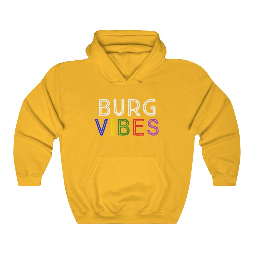 Cozy 'Burg Vibes' Hoodie - Gold Front