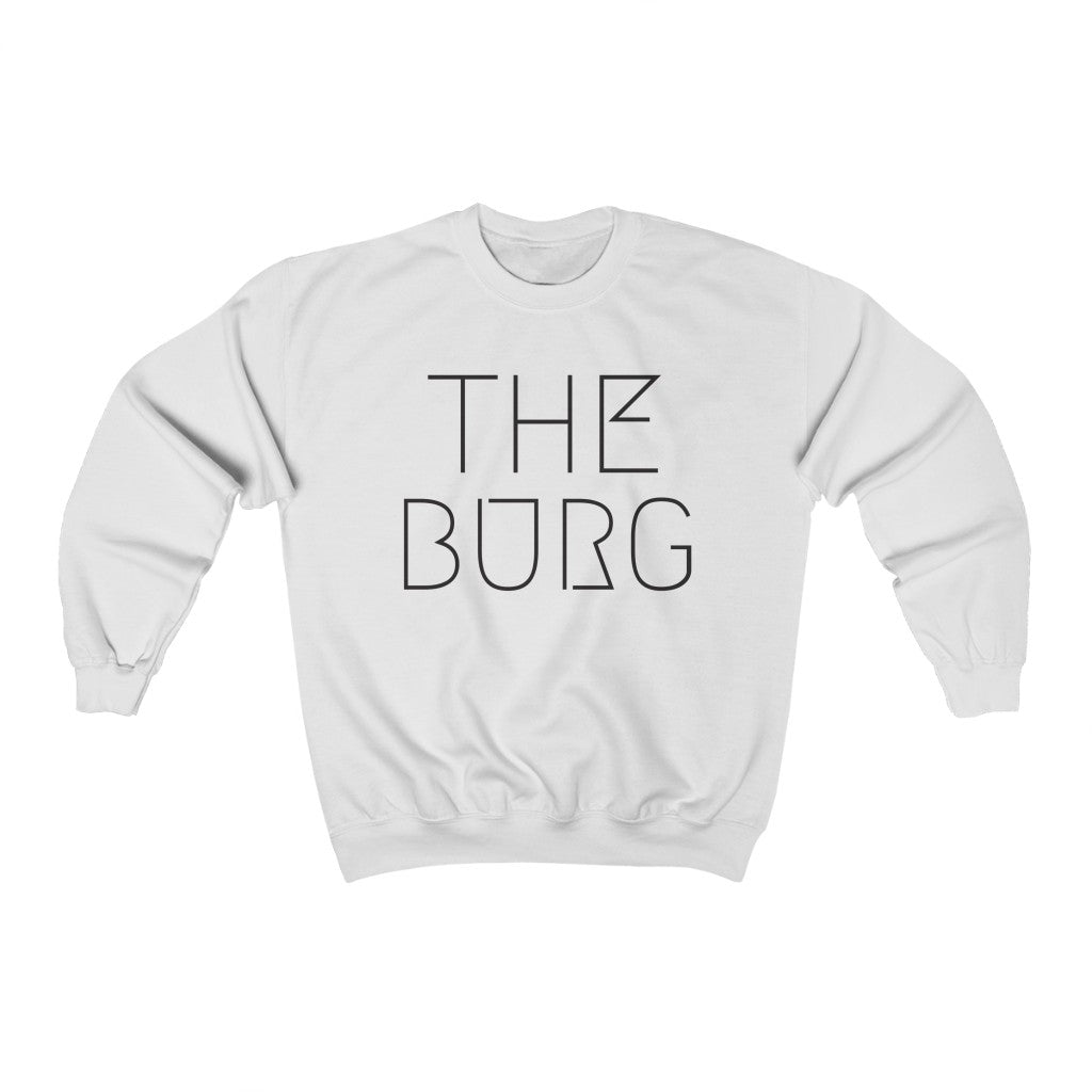Cozy 'The Burg' Crewneck Sweatshirt - White Front
