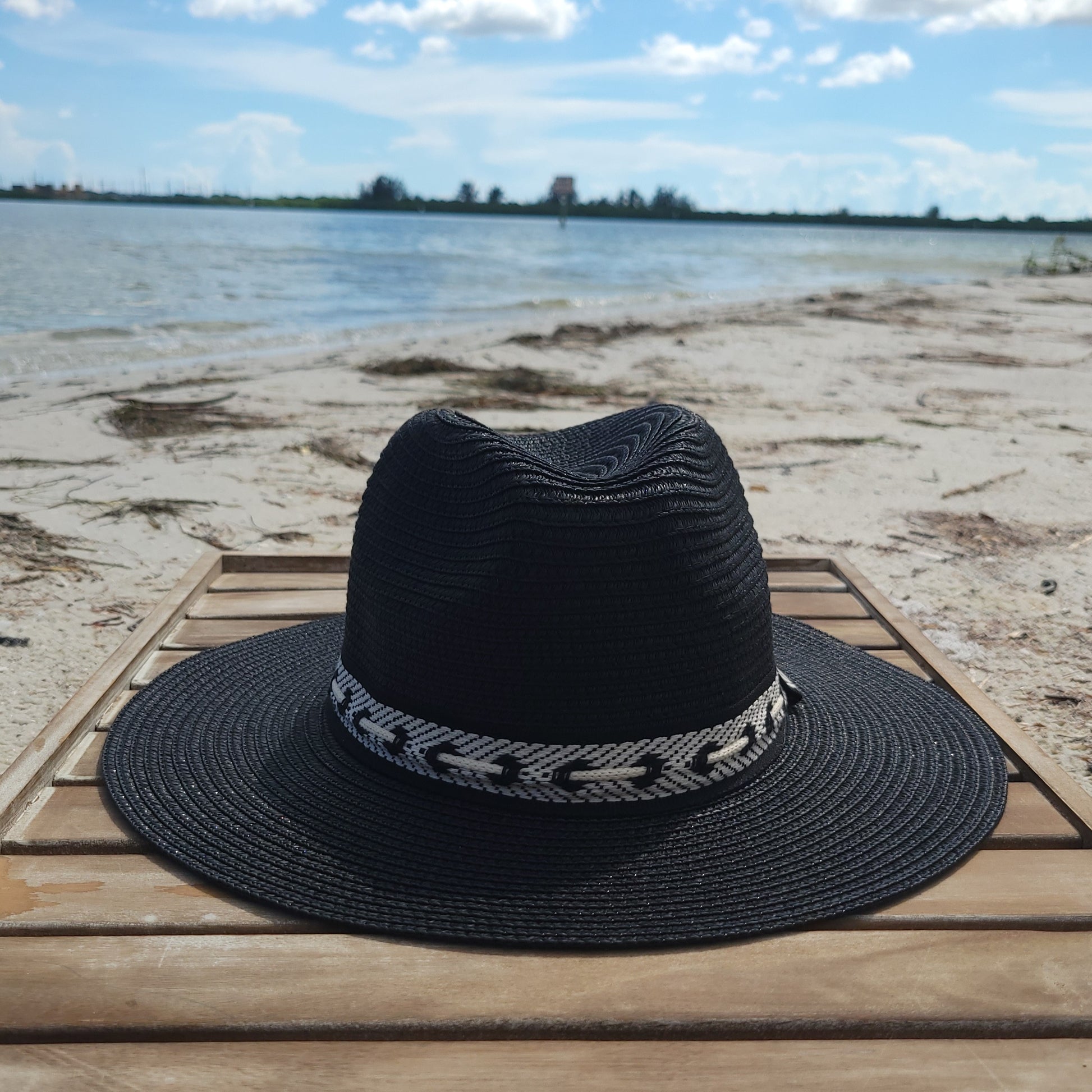 Classic Panama Style Straw Hat - Onyx Black