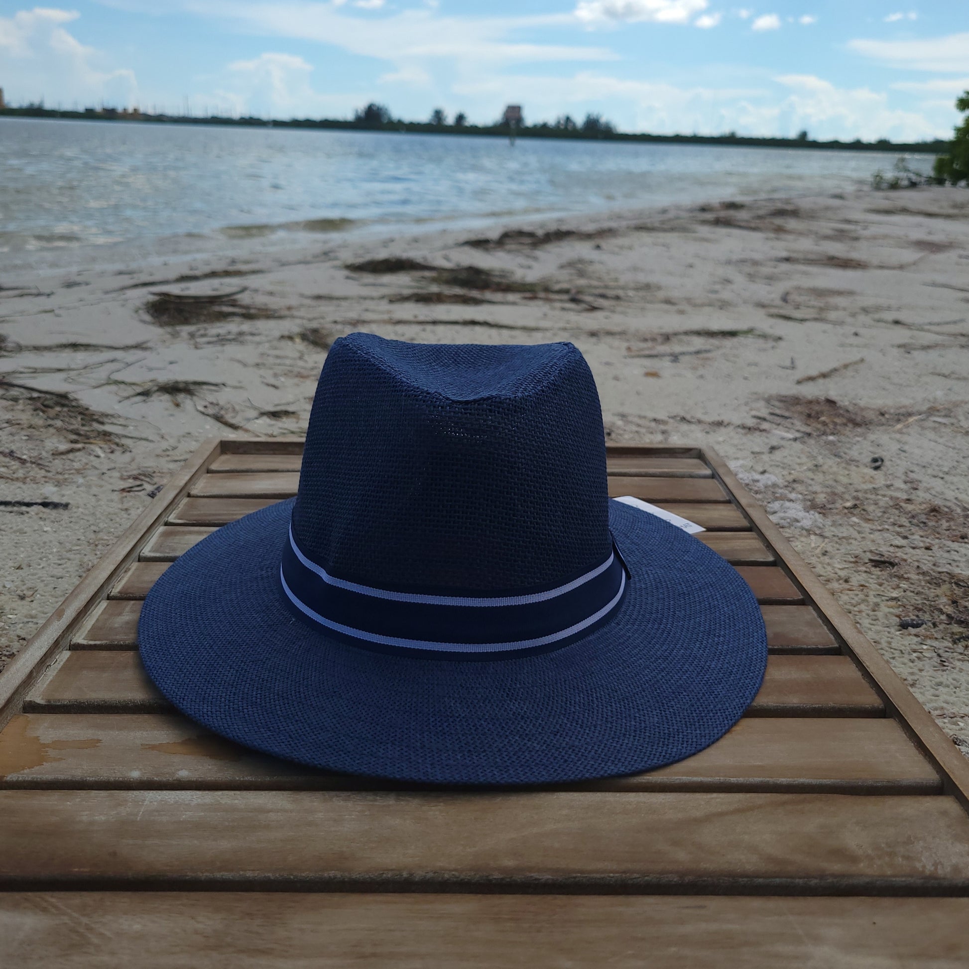 Panama Style Summer Straw Hat - Navy