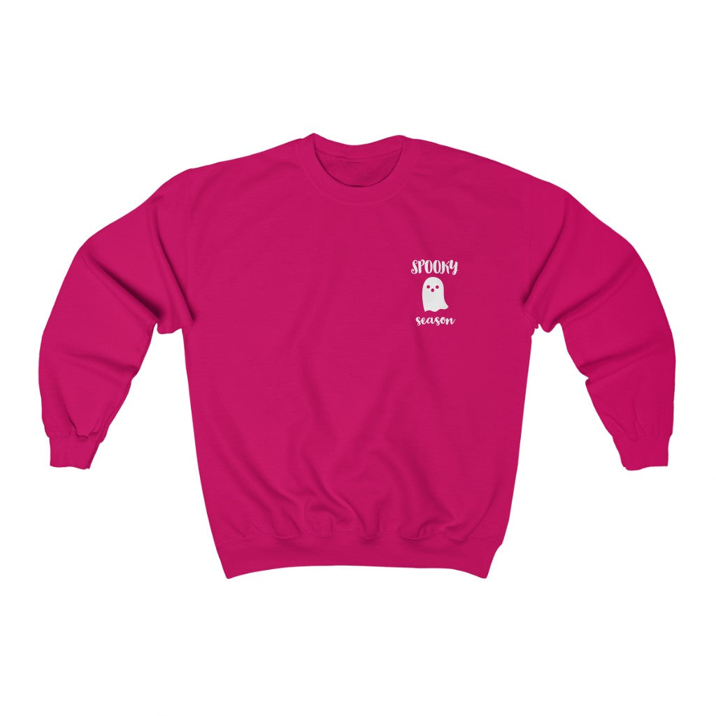 Cozy "Spooky Szn' Ghost Crewneck - Magenta Front
