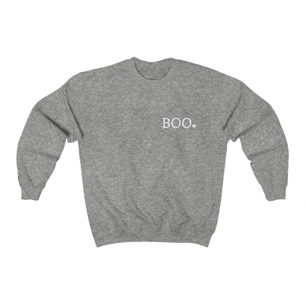 Cozy "Boo' Crewneck - Grey Front