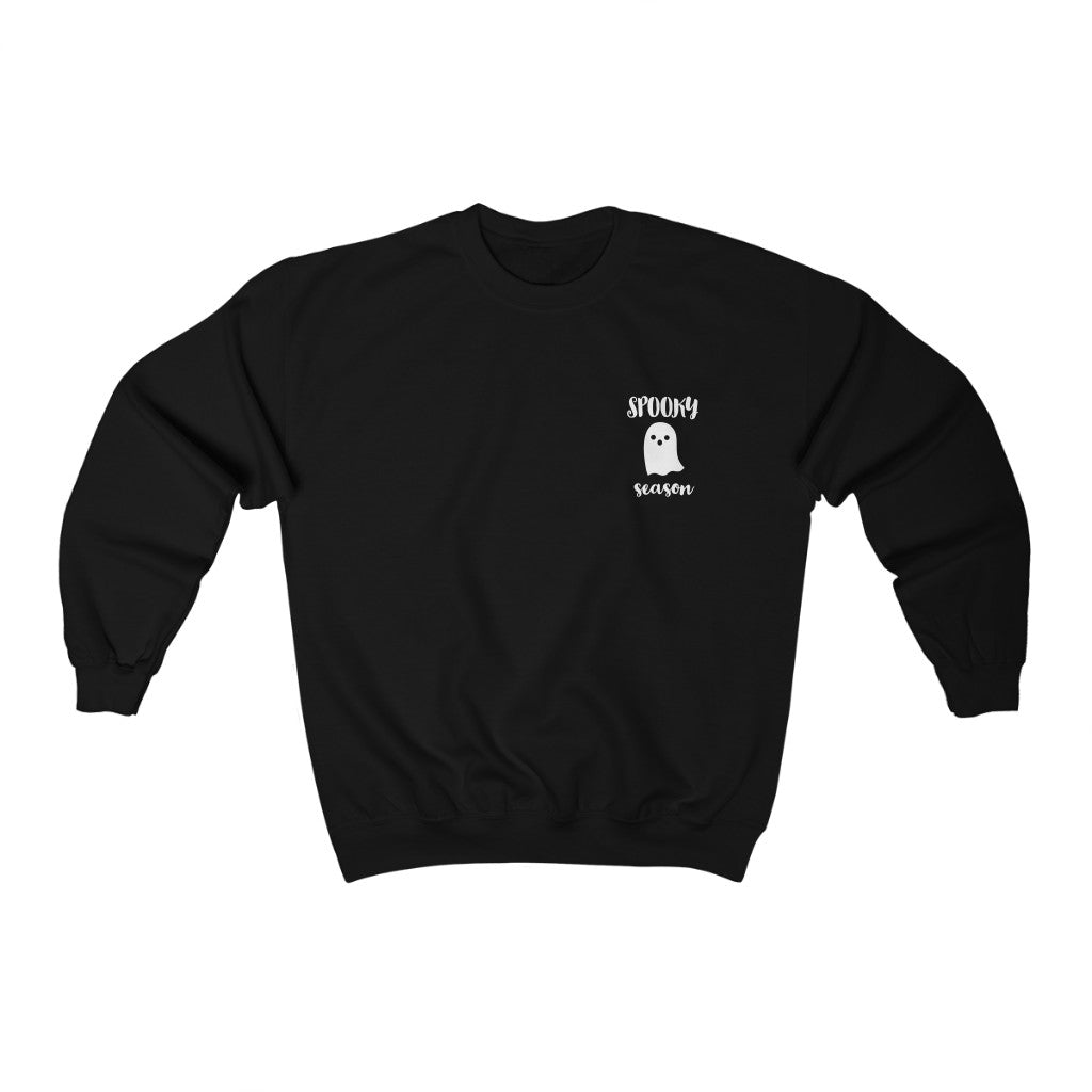 Cozy "Spooky Szn' Ghost Crewneck - Black Front