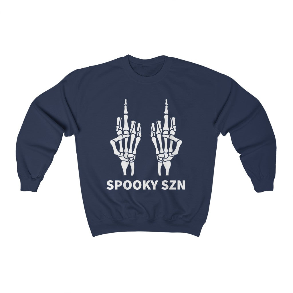 Cozy "Spooky Szn' Finger Crewneck - Navy Front