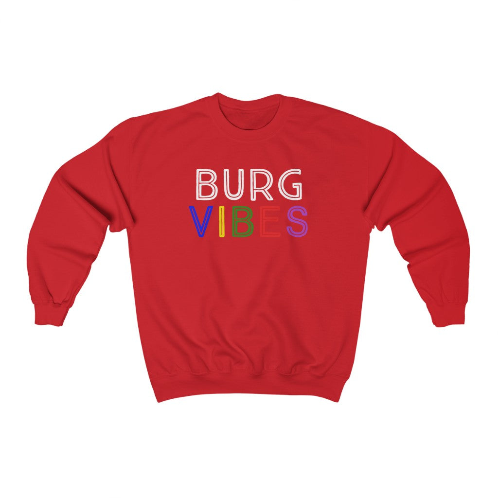 Cozy 'Burg Vibes' Crewneck Sweatshirt - Red Front