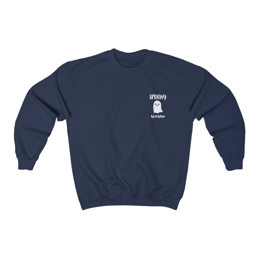 Cozy "Spooky Szn' Ghost Crewneck - Navy Front