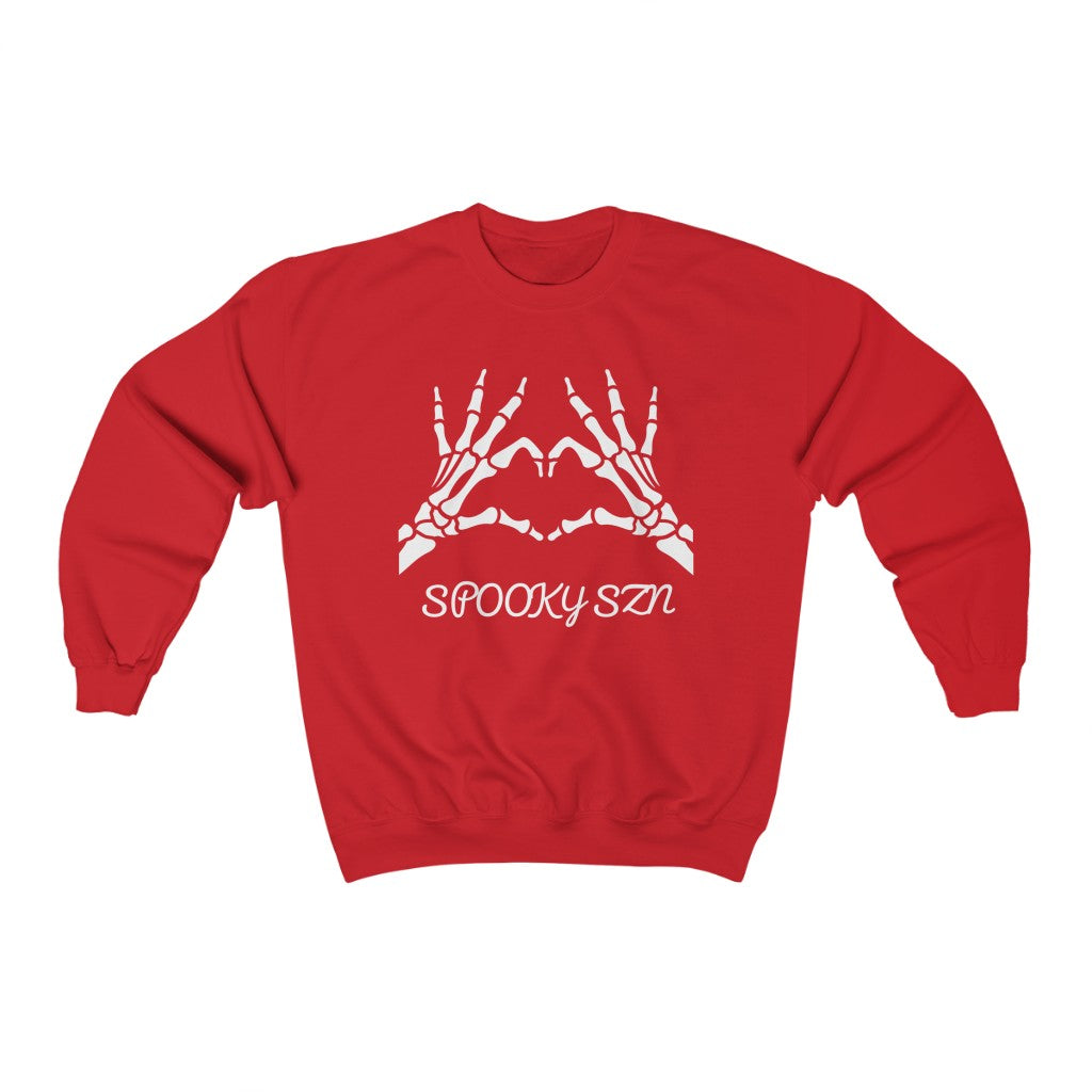 Cozy "Spooky Szn' Skeleton Crewneck - Red Front