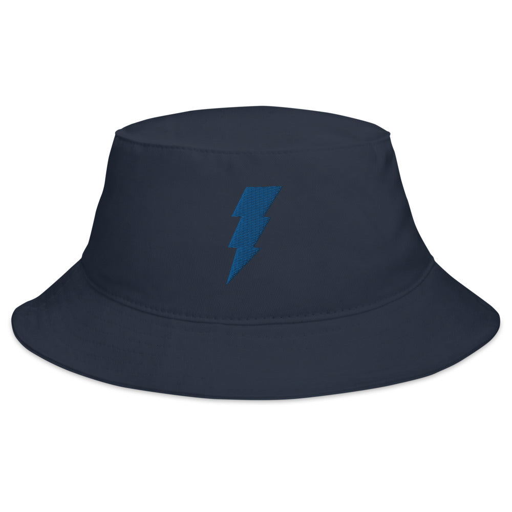 White Out Bolts Bucket Hat - Navy - The Hook Up