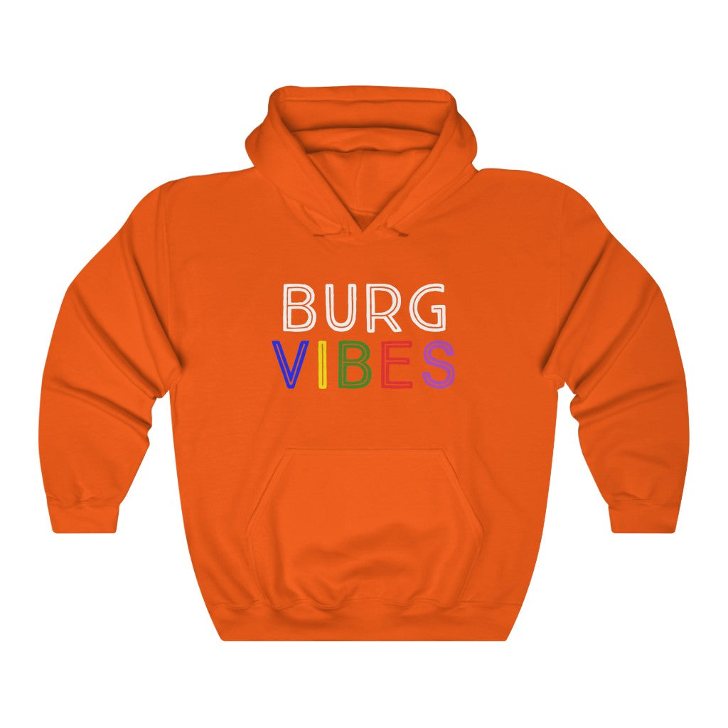 Cozy 'Burg Vibes' Hoodie - Orange Front